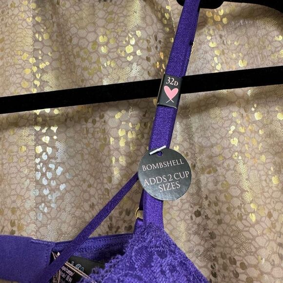 Victorias Secret Royal Purple Very Sexy Bombshell Push Up Plunge Bra 32D NWT - Picture 4 of 9